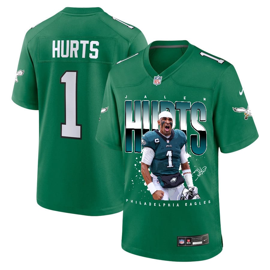 Jalen Hurts 1 Philadelphia Eagles Victory Men Game Jersey - Kelly Green JS9216 Saliibo