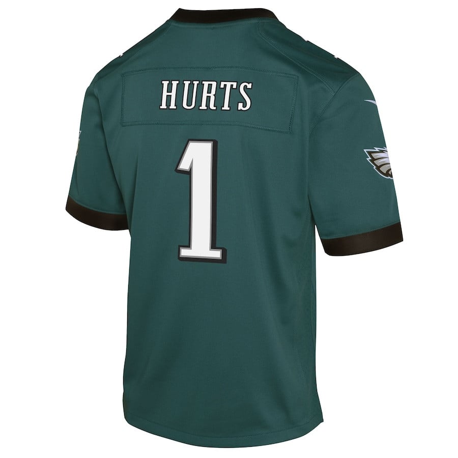 Jalen Hurts 1 Philadelphia Eagles Youth Super Bowl LIX Game Player Jersey - Midnight Green JS7391 Saliibo - Image 3