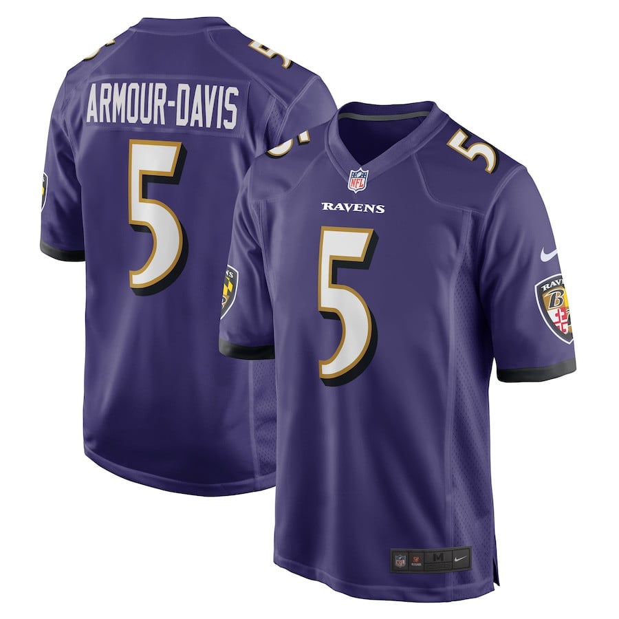 Jalyn Armour-Davis 5 Baltimore Ravens Men Game Jersey - Purple JS1847 Saliibo