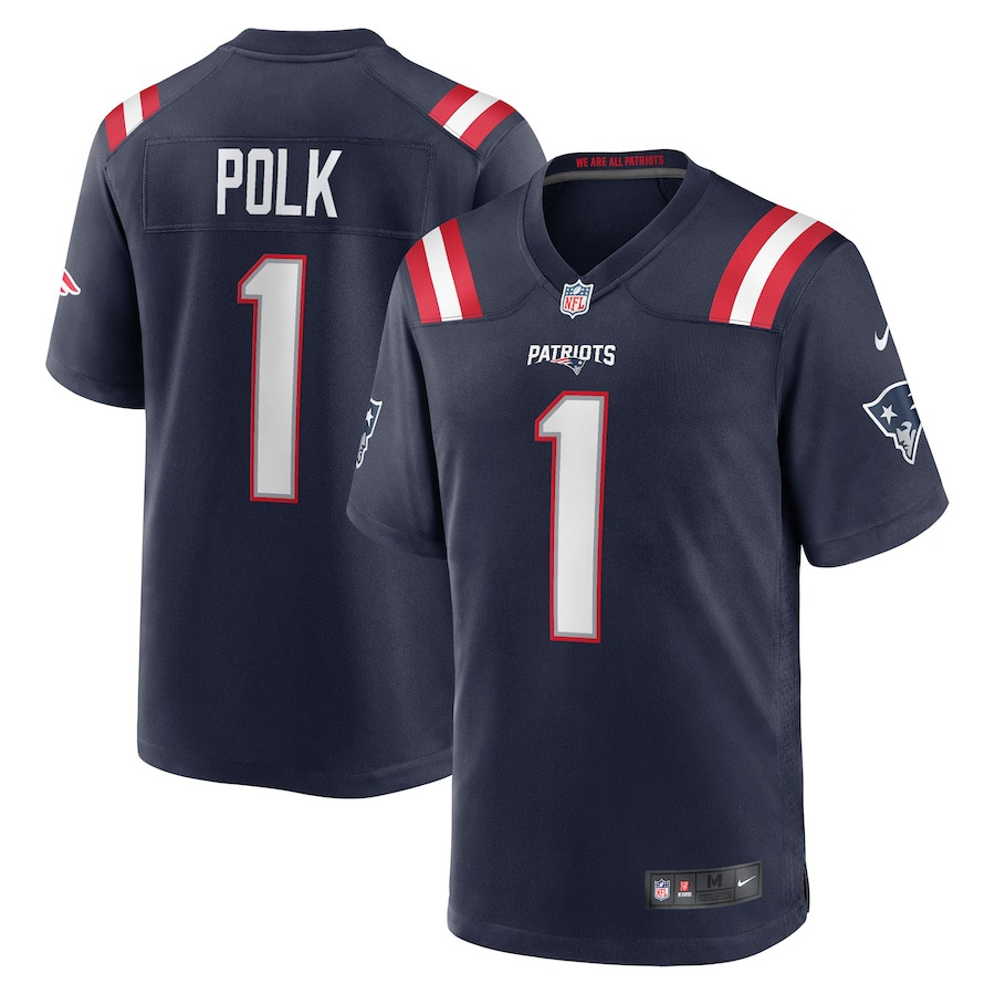 Ja'Lynn Polk 1 New England Patriots Team Game Men Jersey - Navy JS2769 Saliibo