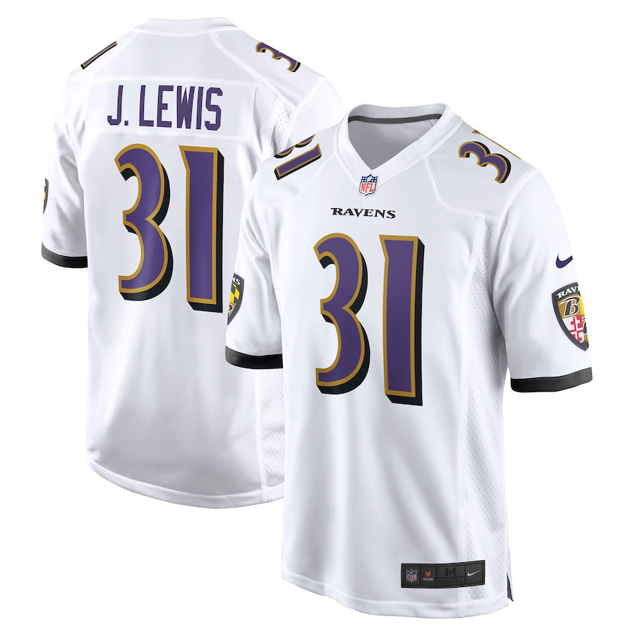 Jamal Lewis 31 Baltimore Ravens Men Retired Game Jersey - White JS3881 Saliibo