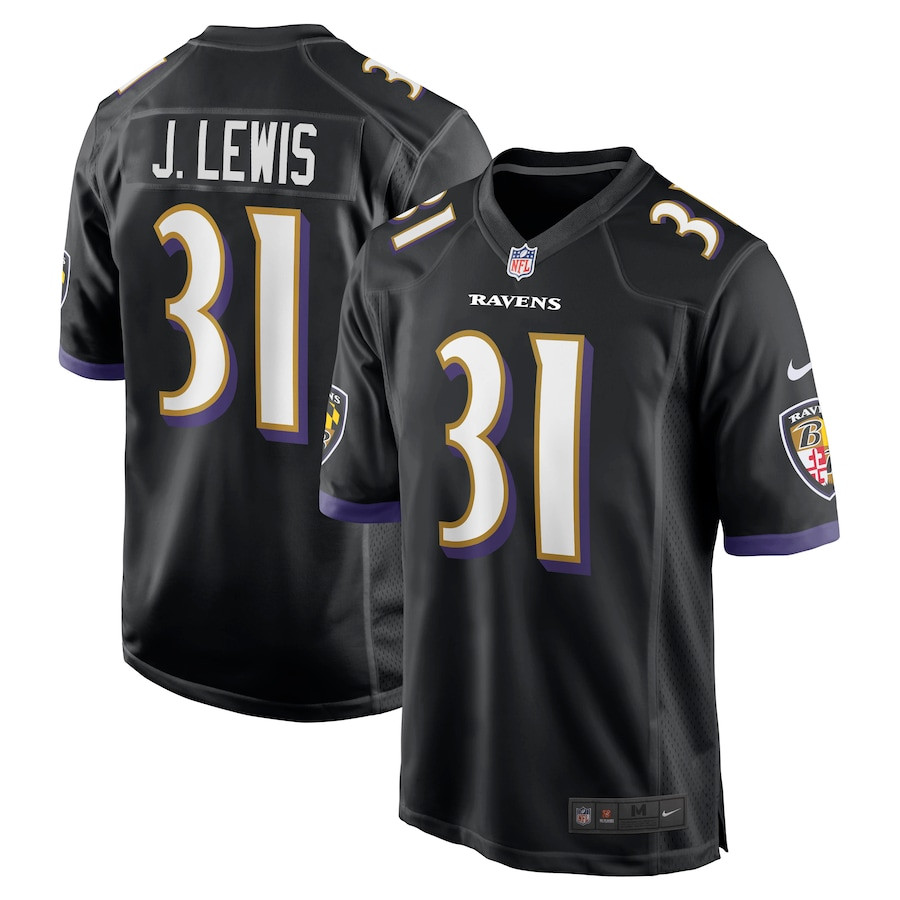 Jamal Lewis 31 Baltimore Ravens Retired Player Men Jersey - Black JS8337 Saliibo