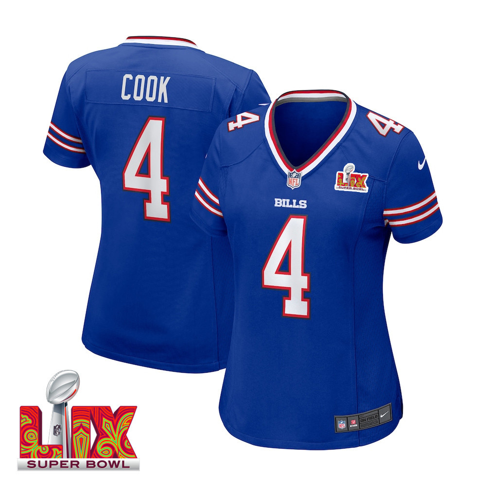 James Cook #4 Buffalo Bills Super Bowl LIX Women's Jersey - Royal JS9659 Saliibo