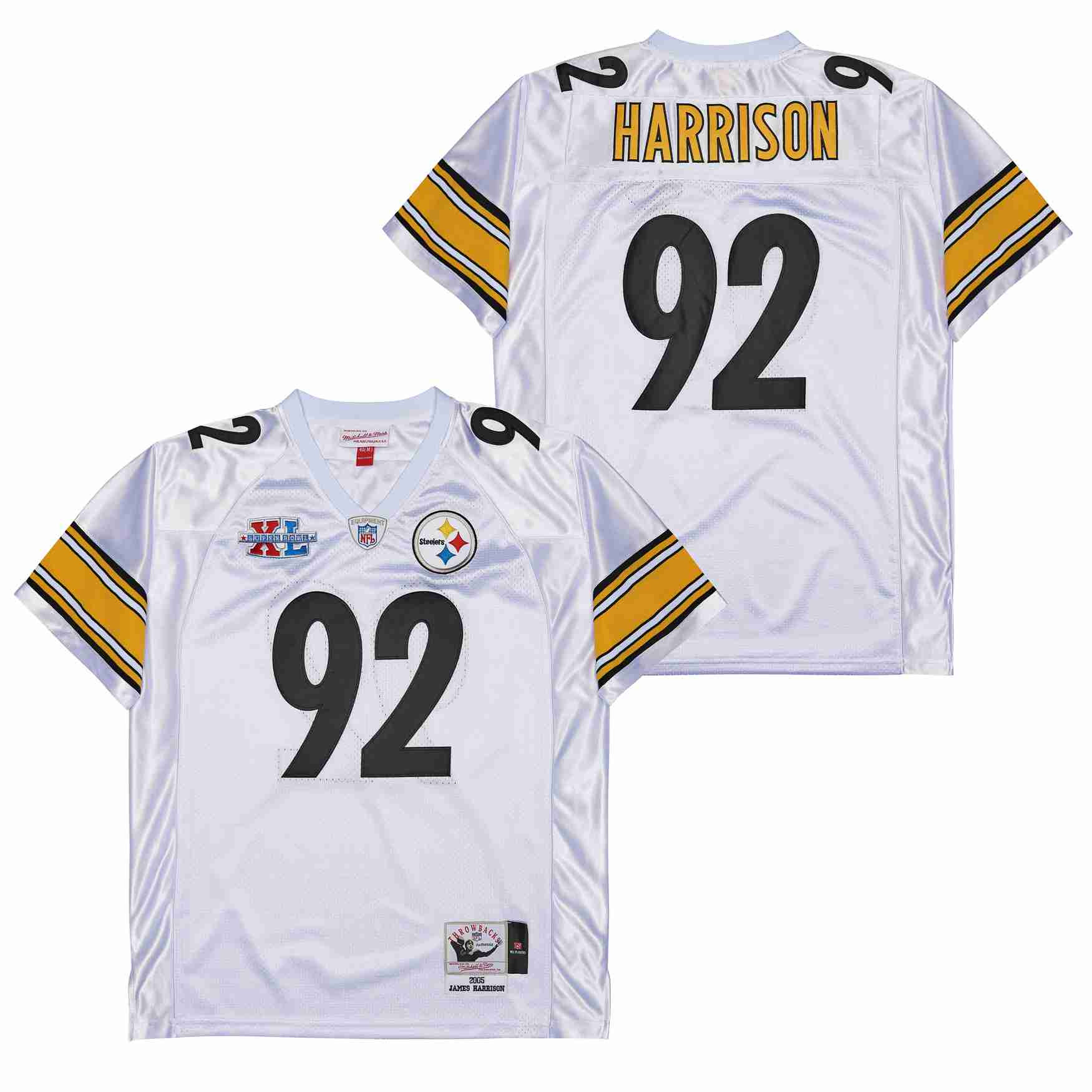 James Harrison 92 Pittsburgh Steelers Super Bowl XL Retro Throwback Men Jersey - White JS3584 Saliibo