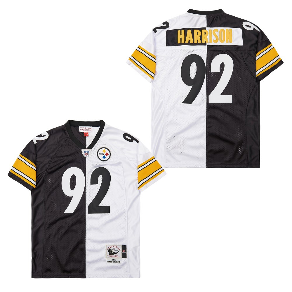 James Harrison 92 Pittsburgh Steelers Two-Toned Retro Throwback Men Jersey - Black/White JS3606 Saliibo