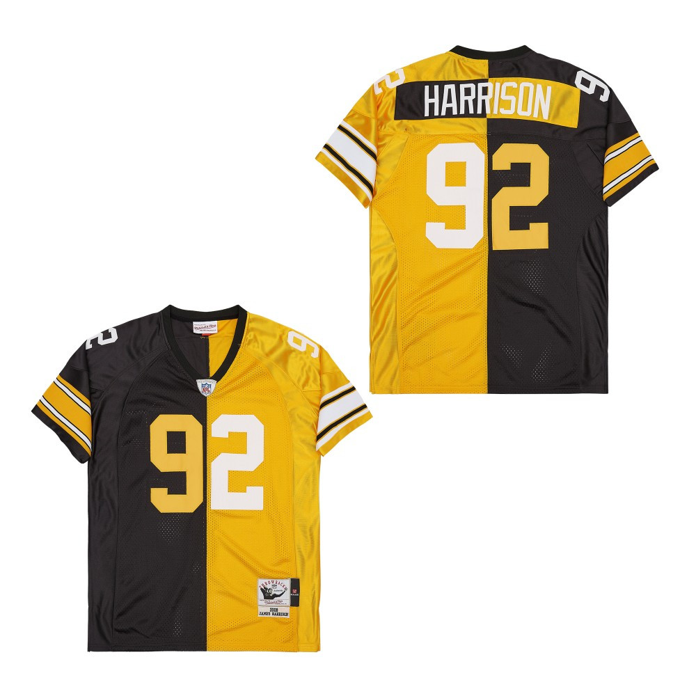 James Harrison 92 Pittsburgh Steelers Two-Toned Retro Throwback Men Jersey - Black/Yellow JS2876 Saliibo