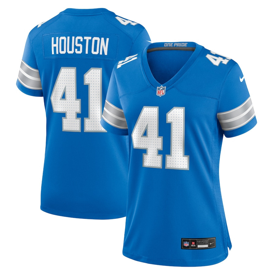 James Houston 41 Detroit Lions Women's Team Game Jersey - Blue JS9457 Saliibo