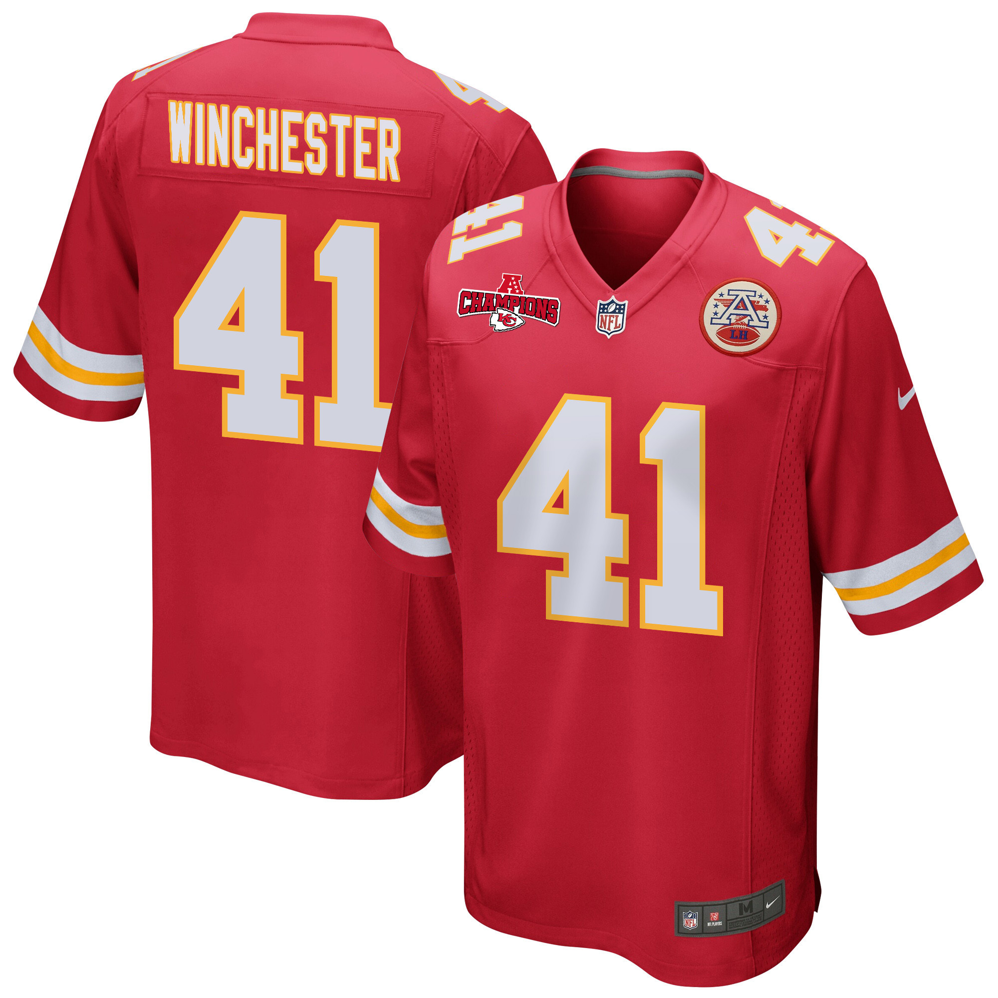 James Winchester 41 Kansas City Chiefs AFC Champions Patch Game Men Jersey - Red JS5776 Saliibo