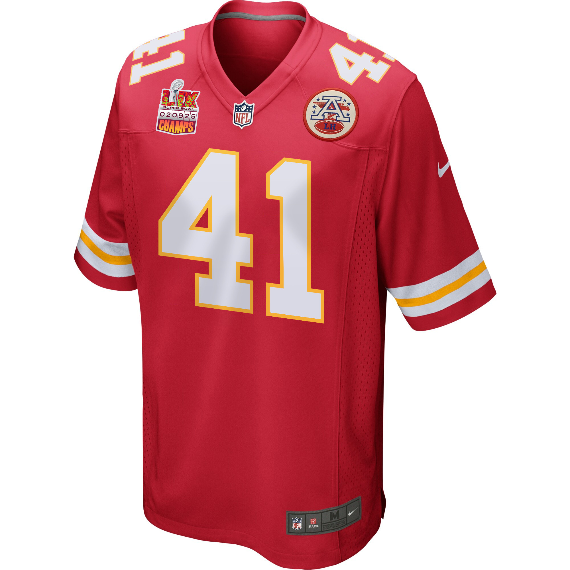 James Winchester 41 Kansas City Chiefs Super Bowl LIX Champions Patch Game Men Jersey - Red JS1456 Saliibo - Image 3