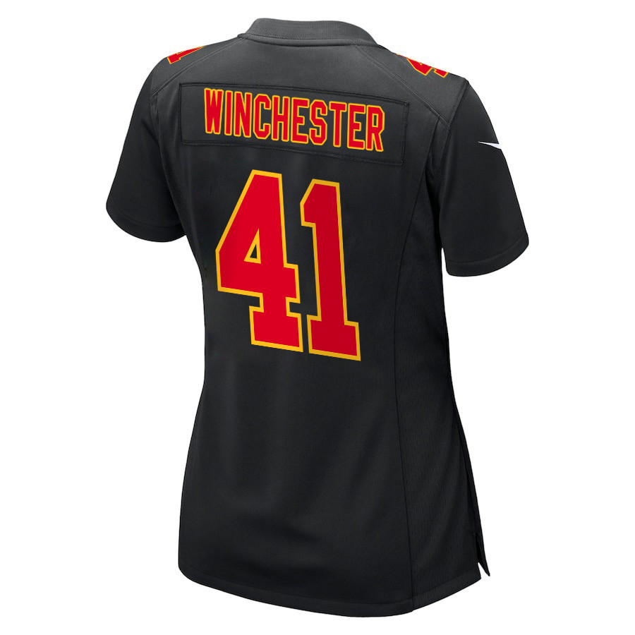 James Winchester 41 Kansas City Chiefs Super Bowl LVIII Champions 4 Stars Patch Fashion Game Women Jersey - Carbon Black JS2882 Saliibo - Image 3