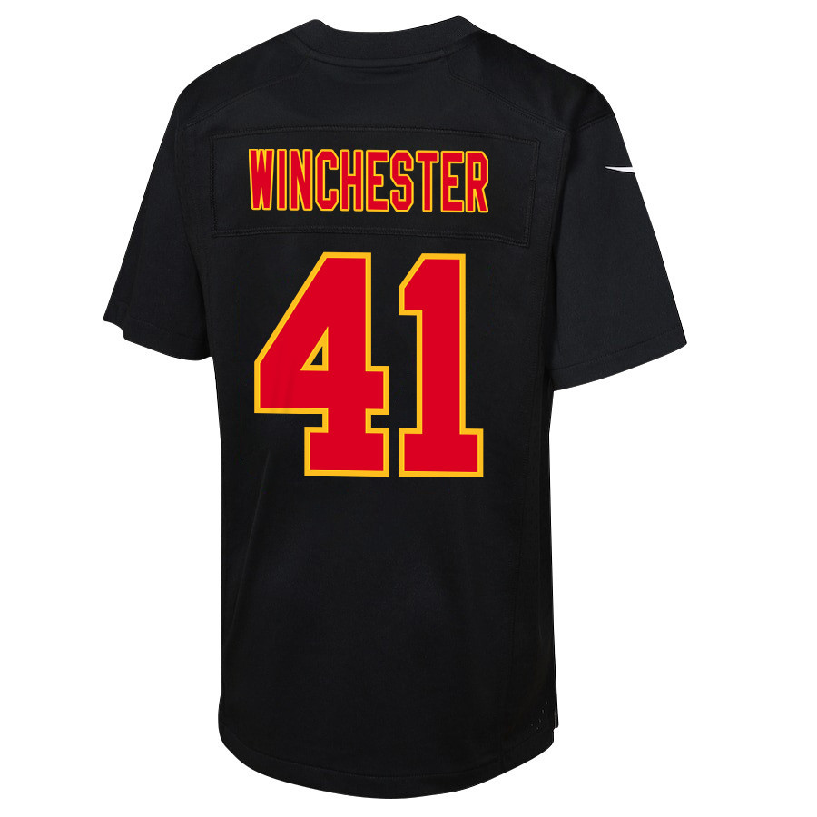 James Winchester 41 Kansas City Chiefs Super Bowl LVIII Champions 4X Fashion Game YOUTH Jersey - Carbon Black JS9820 Saliibo - Image 3