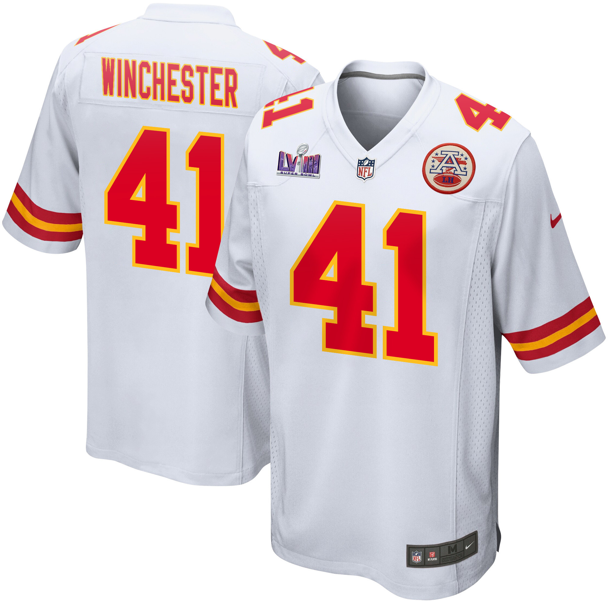 James Winchester 41 Kansas City Chiefs Super Bowl LVIII Patch Game Men Jersey - White JS1319 Saliibo
