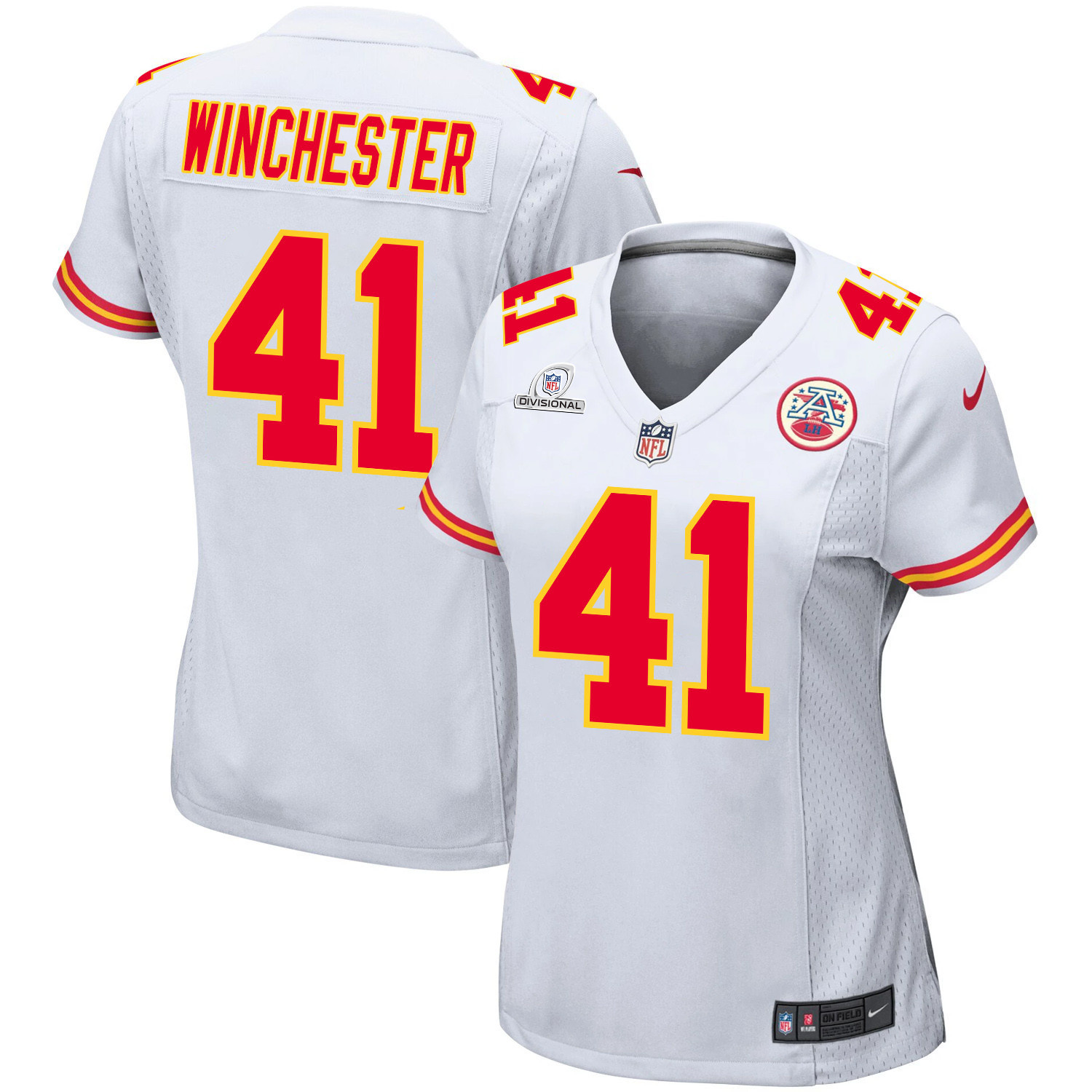 James Winchester 41 Kansas City Chiefs Super Bowl LVIII Patch Game Women Jersey - White JS8074 Saliibo