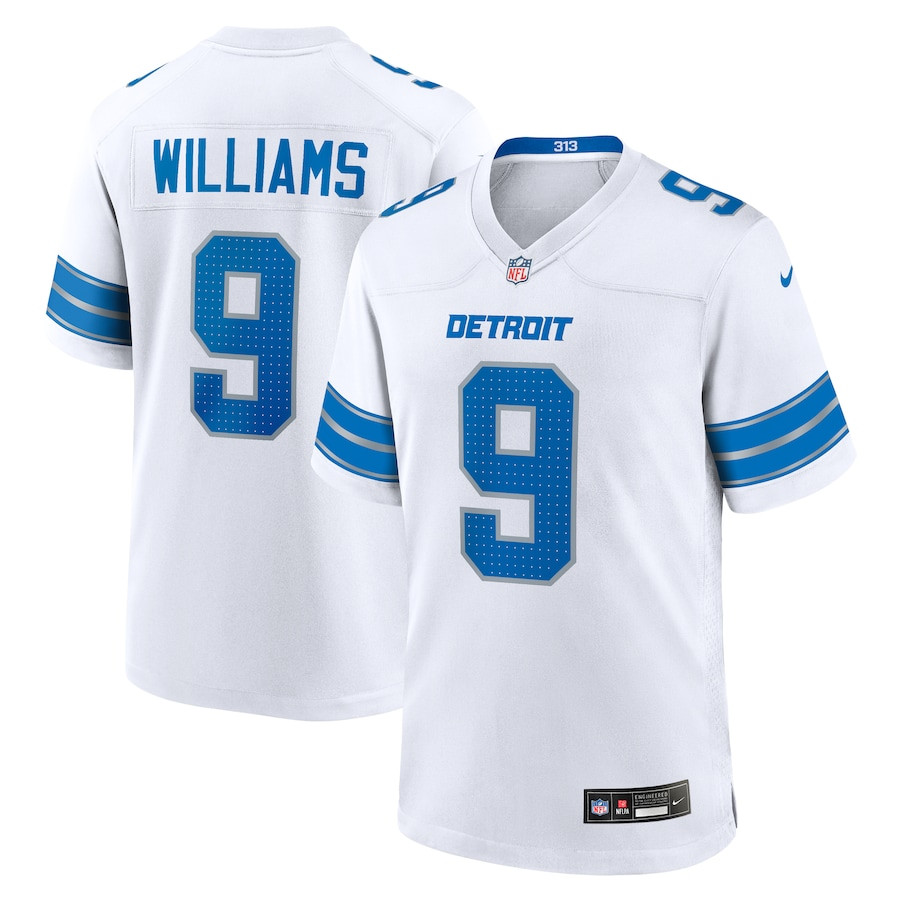Jameson Williams 9 Detroit Lions White Game Men Jersey - White JS3764 Saliibo