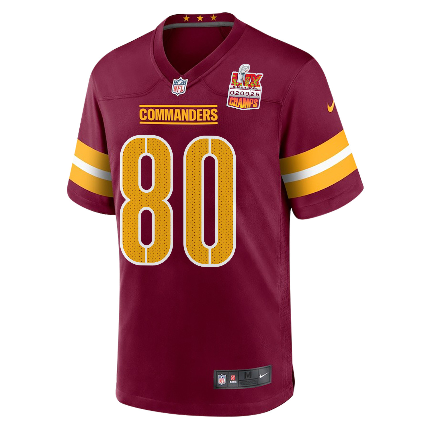Jamison Crowder 80 Washington Commanders Super Bowl LIX Champions Patch Game Men Jersey - Burgundy JS4158 Saliibo - Image 3