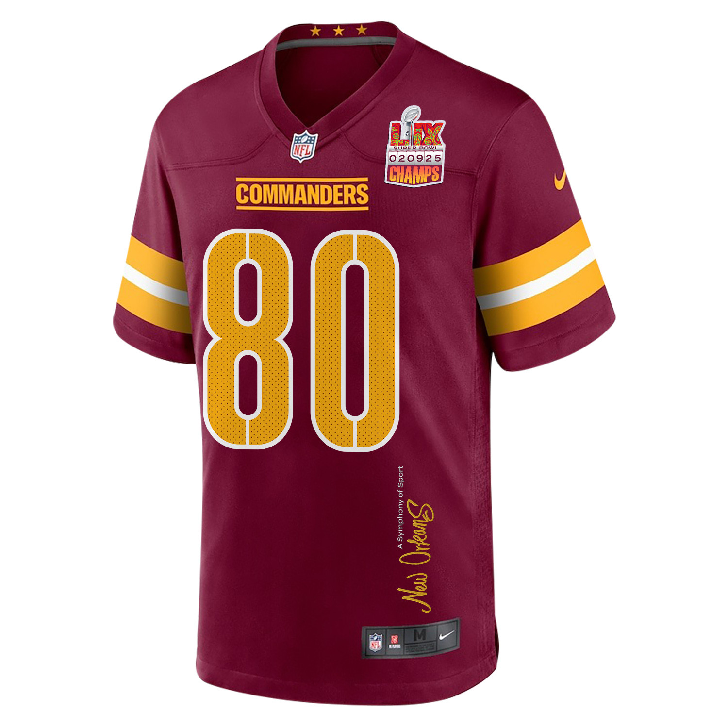 Jamison Crowder 80 Washington Commanders Super Bowl LIX Champions Patch 'New Orleans - A Symphony of Sport' EMBROIDERED Game Men Jersey - Burgundy JS4921 Saliibo - Image 3