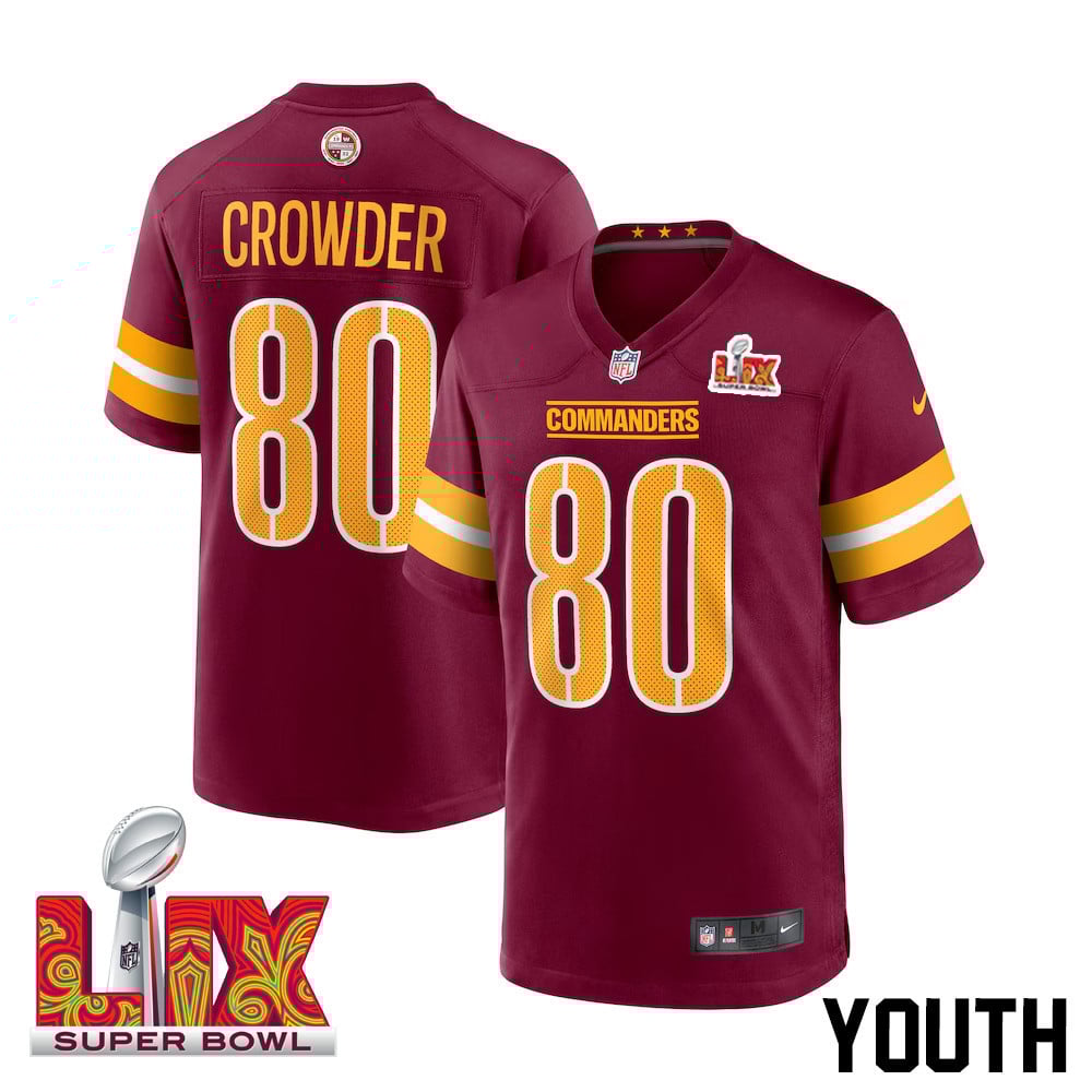 Jamison Crowder #80 Washington Commanders Super Bowl LIX Youth Jersey - Burgundy JS1992 Saliibo