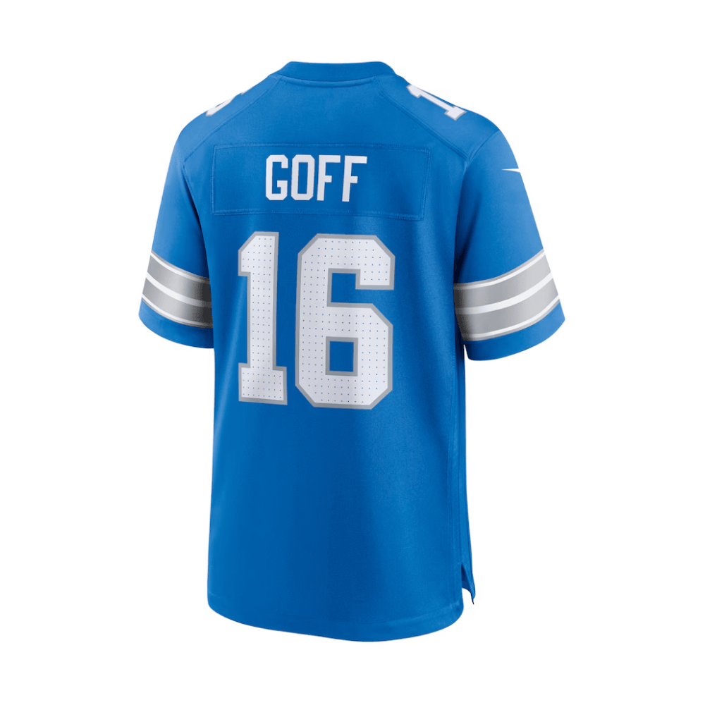 Jared Goff 16 Detroit Lions 2025 Pro Bowl Patch Game Men Jersey - Blue JS9577 Saliibo - Image 3