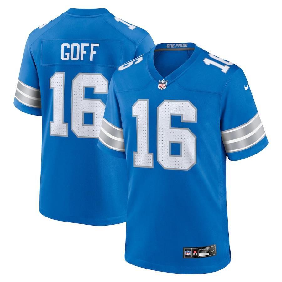 Jared Goff 16 Detroit Lions Game Jersey - Blue, Men JS9243 Saliibo