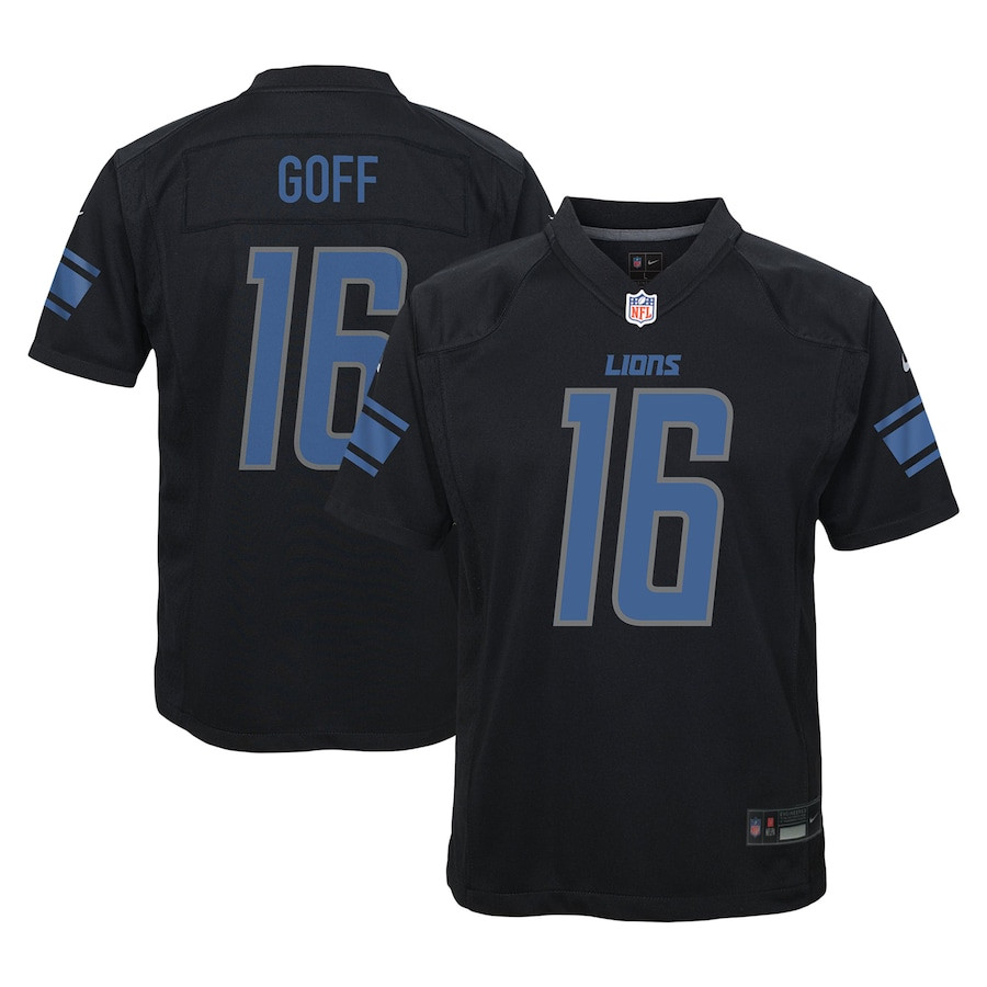 Jared Goff 16 Detroit Lions YOUTH Fashion Game Jersey - Black JS4982 Saliibo