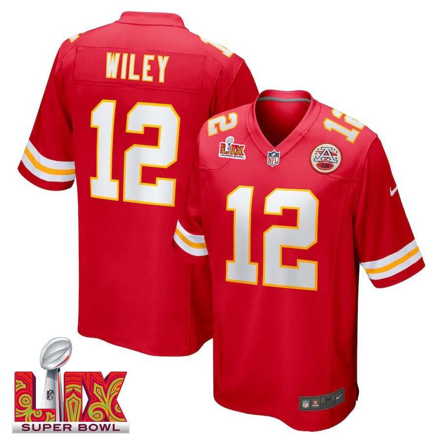 Jared Wiley #12 Kansas City Chiefs Super Bowl LIX Jersey - Men's - Red JS2470 Saliibo