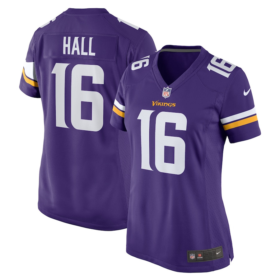 Jaren Hall 16 Minnesota Vikings Game Women Jersey - Purple JS5428 Saliibo