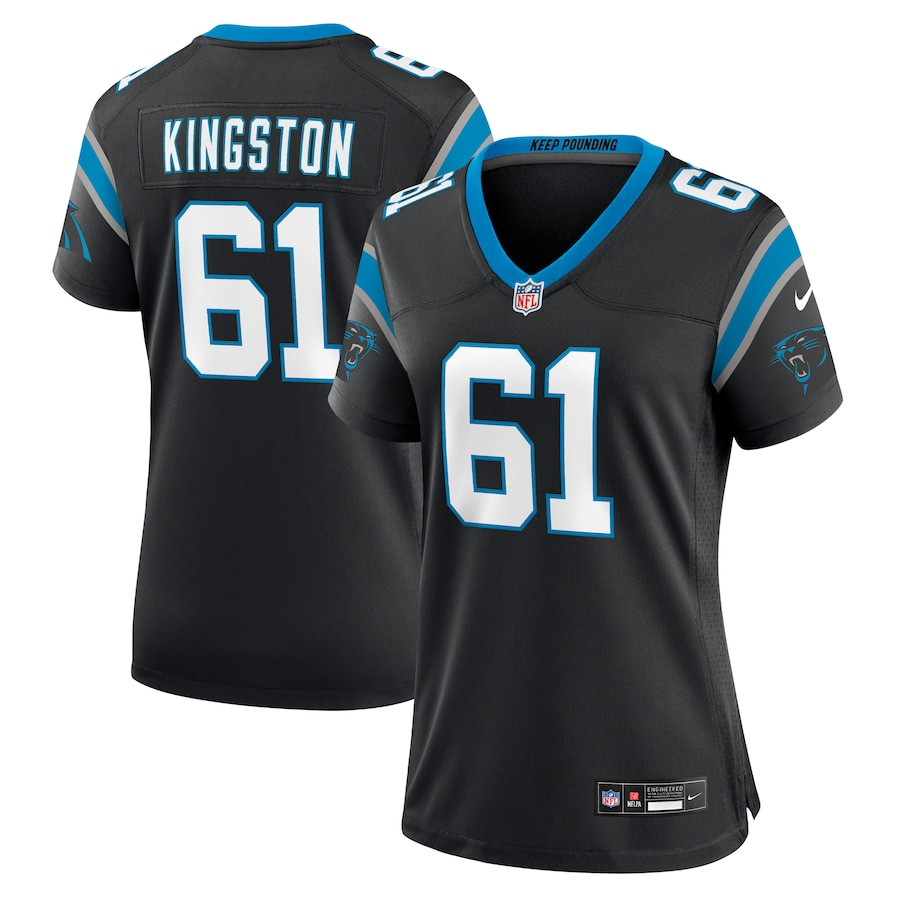 Jarrett Kingston 61 Carolina Panthers Women's Game Jersey - Black JS9110 Saliibo