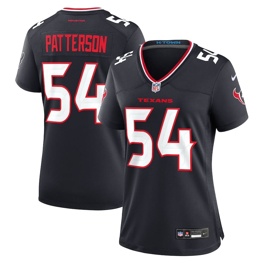 Jarrett Patterson 54 Houston Texans Women's Team Game Jersey - Navy JS5353 Saliibo