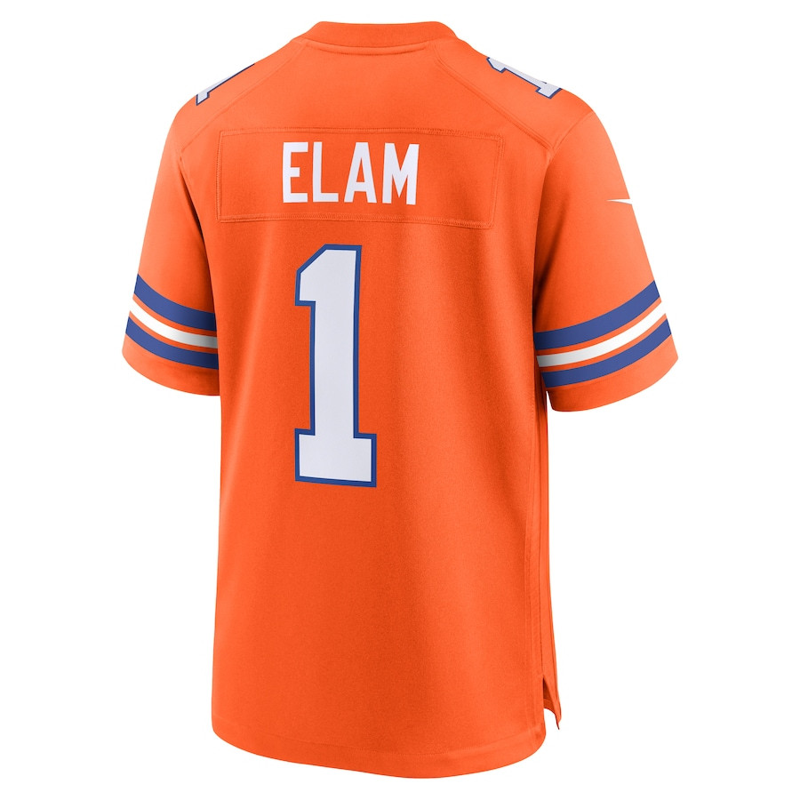 Jason Elam 1 Denver Broncos Mile High Collection 1977 Throwback Retired Player Game Men Jersey - Orange JS3075 Saliibo - Image 3