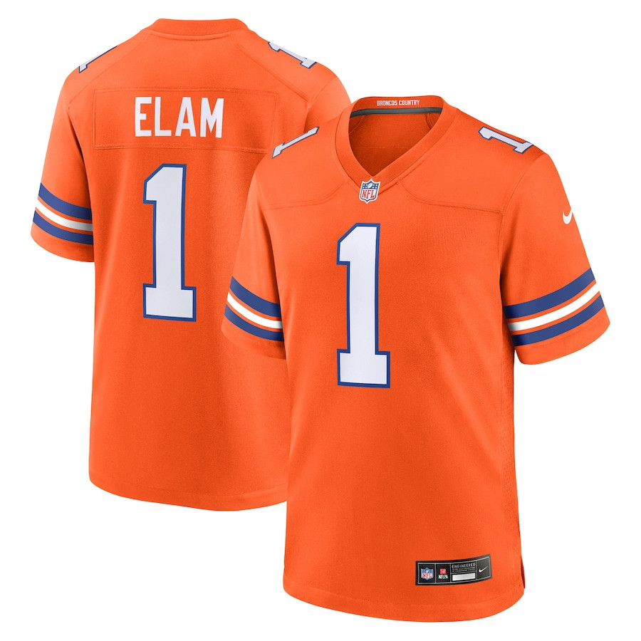 Jason Elam 1 Denver Broncos Mile High Collection 1977 Throwback Retired Player Game Men Jersey - Orange JS3075 Saliibo