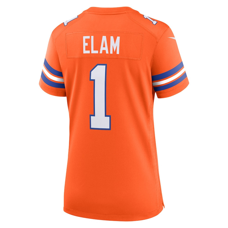 Jason Elam 1 Denver Broncos Women's Mile High Collection 1977 Throwback Retired Player Game Jersey - Orange JS1850 Saliibo - Image 3
