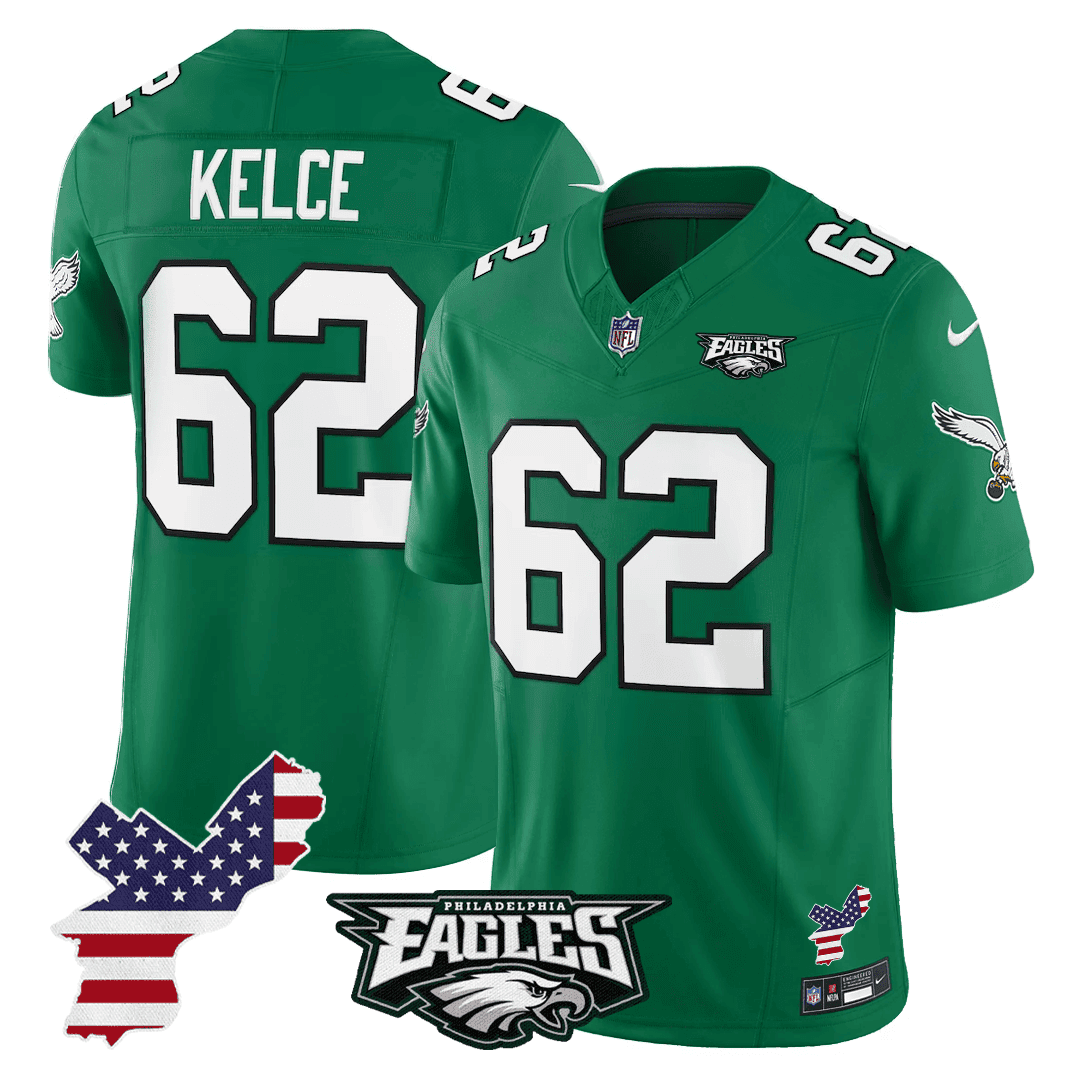 Jason Kelce 62 Philadelphia Eagles Philadelphia Patch Alternate Game Men Jersey - Kelly Green JS8297 Saliibo