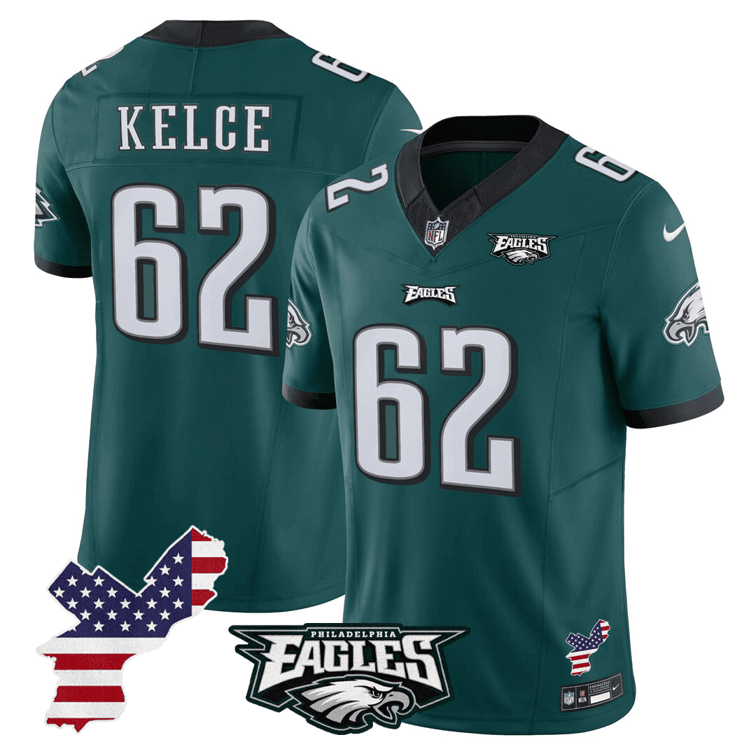 Jason Kelce 62 Philadelphia Eagles Philadelphia Patch Game Men Jersey - Midnight Green JS5818 Saliibo