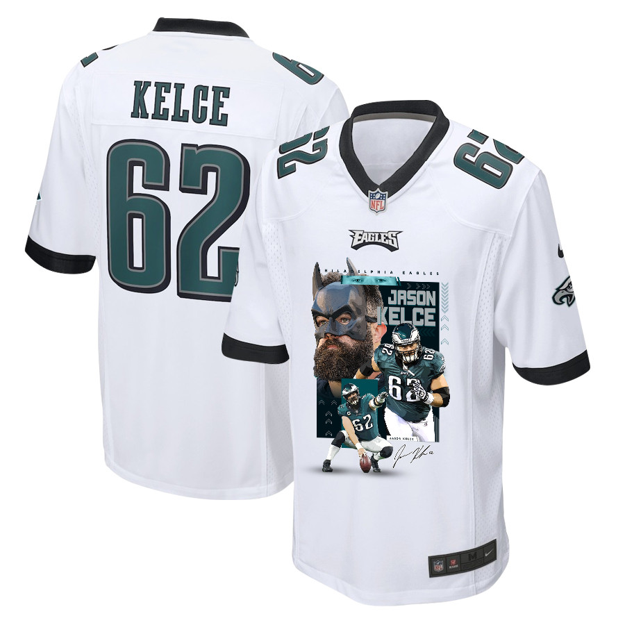 Jason Kelce 62 Philadelphia Eagles The Fat Bat Game Men Jersey - White JS5634 Saliibo