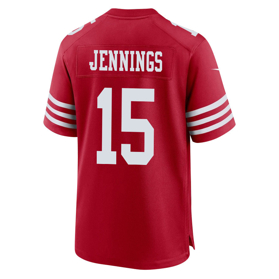 Jauan Jennings 15 San Francisco 49ers NFC Champions Patch Game Men Jersey - Scarlet JS5044 Saliibo - Image 3