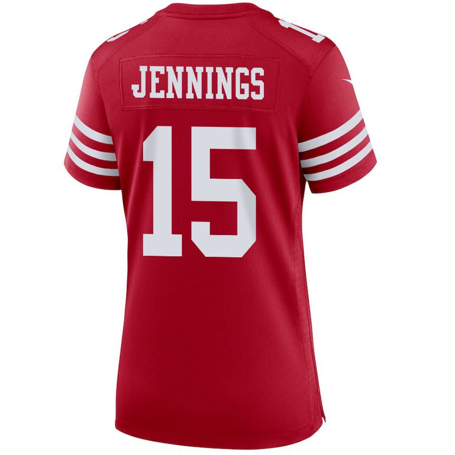 Jauan Jennings 15 San Francisco 49ers Super Bowl LVIII Patch Game Women Jersey - Scarlet JS1814 Saliibo - Image 3