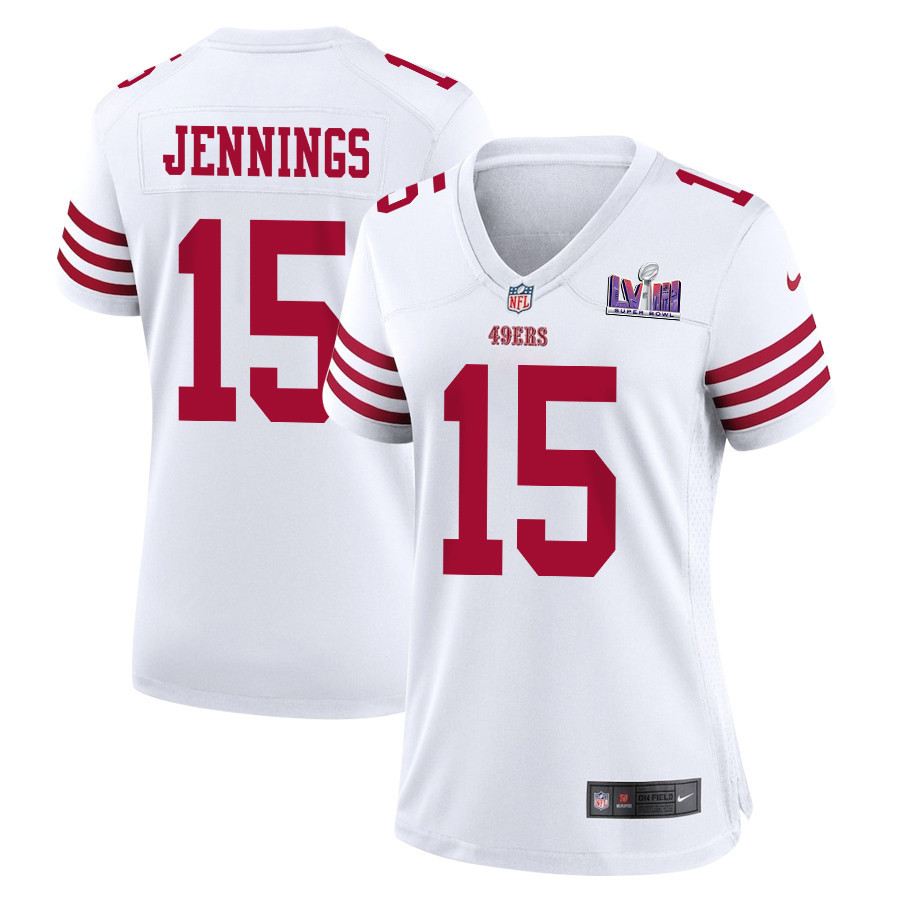 Jauan Jennings 15 San Francisco 49ers Super Bowl LVIII Patch Game Women Jersey - White JS8666 Saliibo