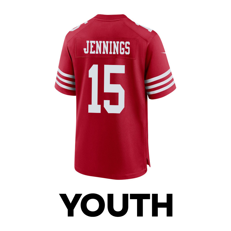 Jauan Jennings 15 San Francisco 49ers Super Bowl LVIII Patch Game YOUTH Jersey - Scarlet JS2832 Saliibo - Image 3