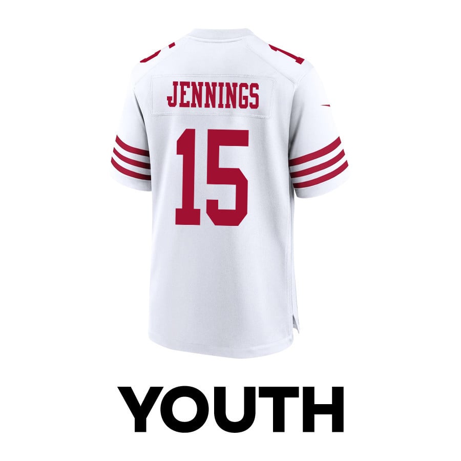 Jauan Jennings 15 San Francisco 49ers Super Bowl LVIII Patch Game YOUTH Jersey - White JS8003 Saliibo - Image 3