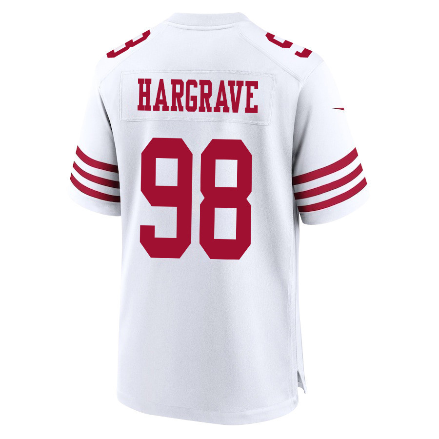 Javon Hargrave 98 San Francisco 49ers NFC Champions Patch Game Men Jersey - White JS9529 Saliibo - Image 3