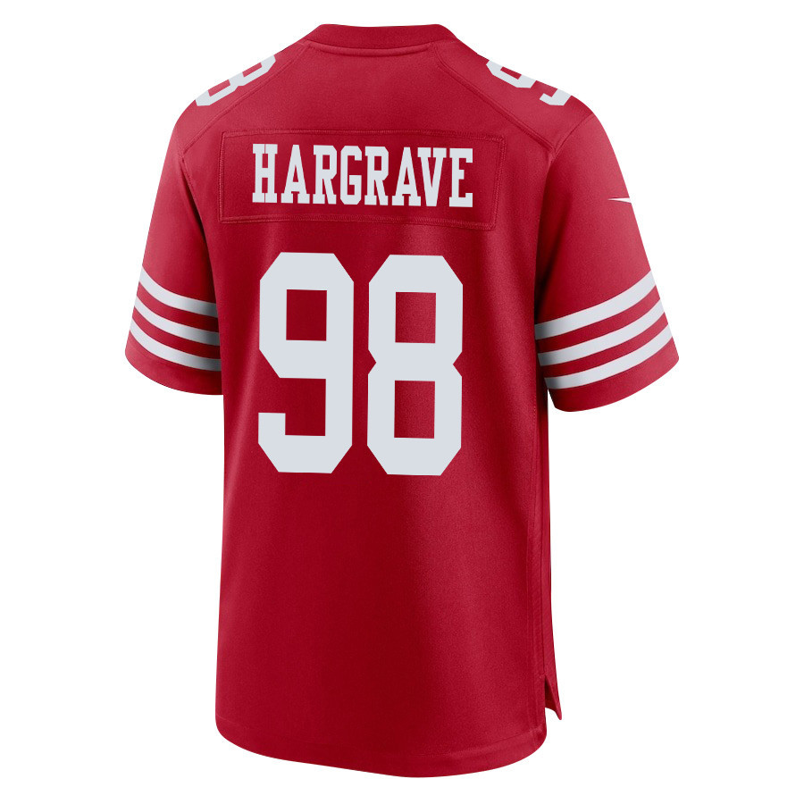 Javon Hargrave 98 San Francisco 49ers Super Bowl LVIII Patch Game Men Jersey - Scarlet JS5496 Saliibo - Image 3