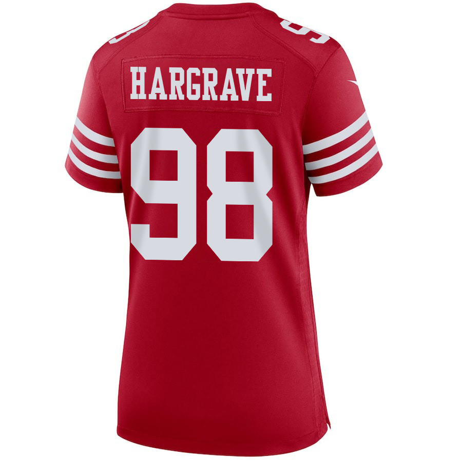 Javon Hargrave 98 San Francisco 49ers Super Bowl LVIII Patch Game Women Jersey - Scarlet JS6482 Saliibo - Image 3