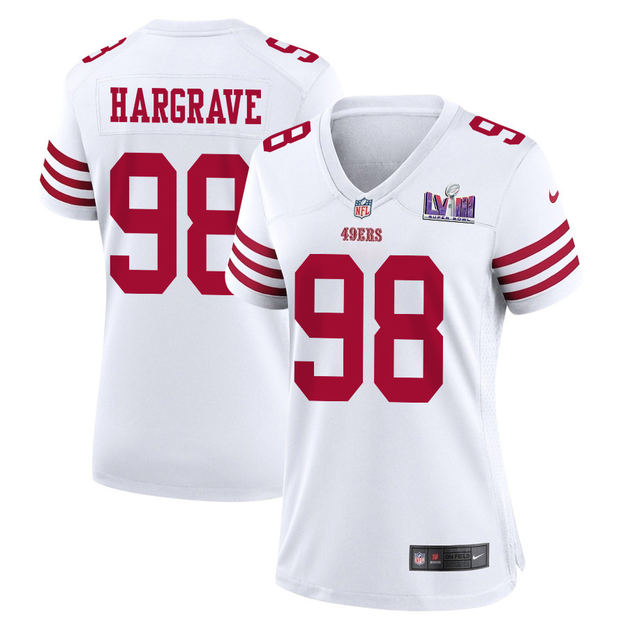 Javon Hargrave 98 San Francisco 49ers Super Bowl LVIII Patch Game Women Jersey - White JS4971 Saliibo