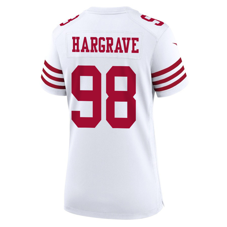 Javon Hargrave 98 San Francisco 49ers Super Bowl LVIII Patch Game Women Jersey - White JS4971 Saliibo - Image 3