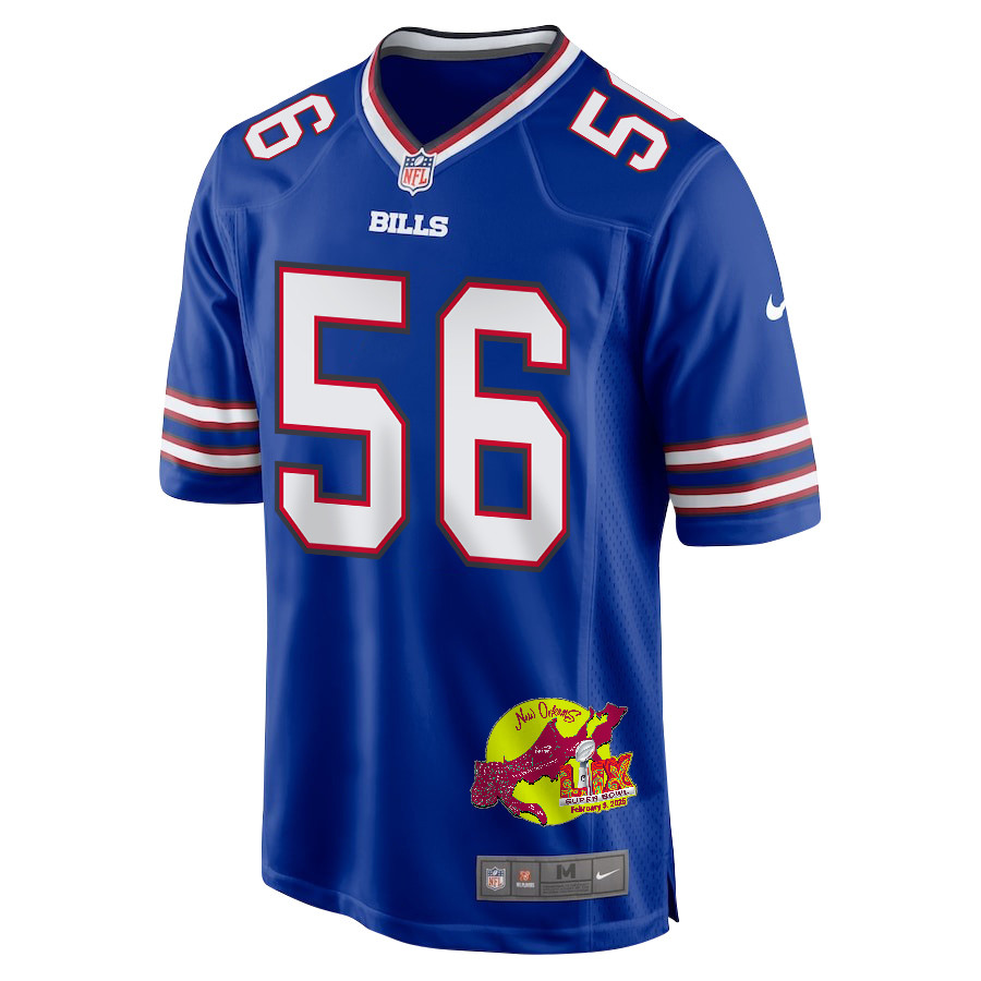 Javon Solomon 56 Buffalo Bills Super Bowl LIX New Orleans Patch Game Men Jersey - Royal JS1965 Saliibo - Image 3