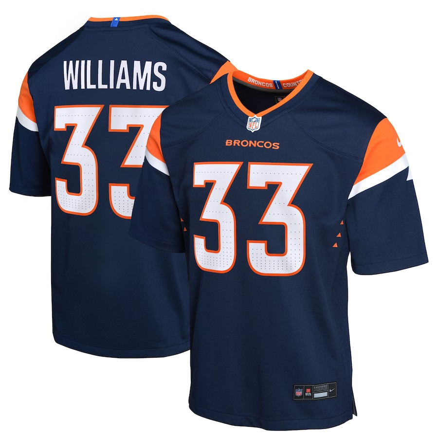 Javonte Williams 33 Denver Broncos Alternate Game YOUTH Jersey - Navy JS2202 Saliibo