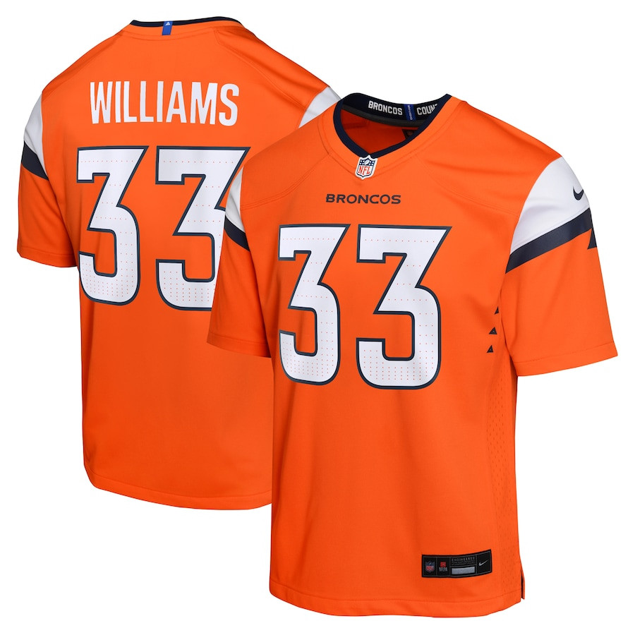 Javonte Williams 33 Denver Broncos Game YOUTH Jersey - Orange JS2524 Saliibo