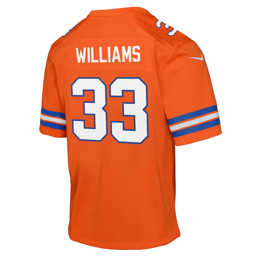 Javonte Williams 33 Denver Broncos Mile High Collection 1977 Throwback Game YOUTH Jersey - Orange JS7651 Saliibo - Image 3