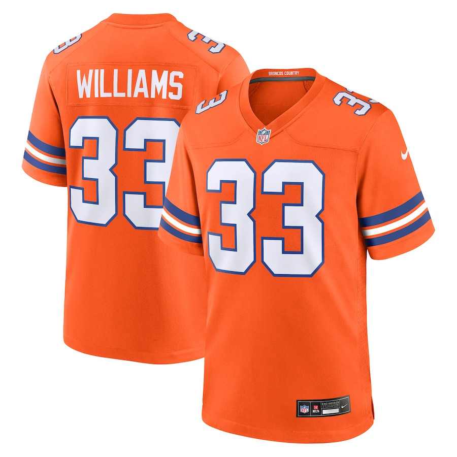 Javonte Williams 33 Denver Broncos Mile High Collection 1977 Throwback Player Game Men Jersey - Orange JS3871 Saliibo