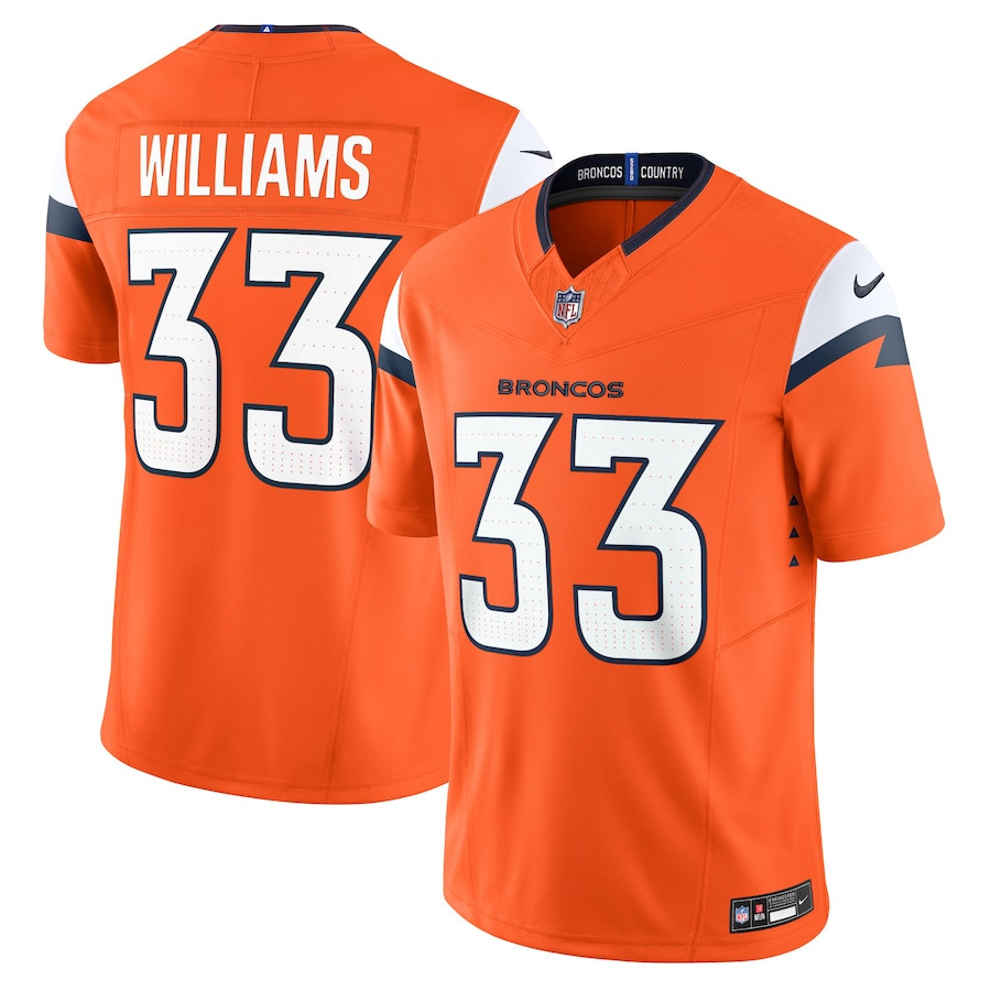 Javonte Williams 33 Denver Broncos Vapor F.U.S.E. Limited Men Jersey - Orange JS6573 Saliibo